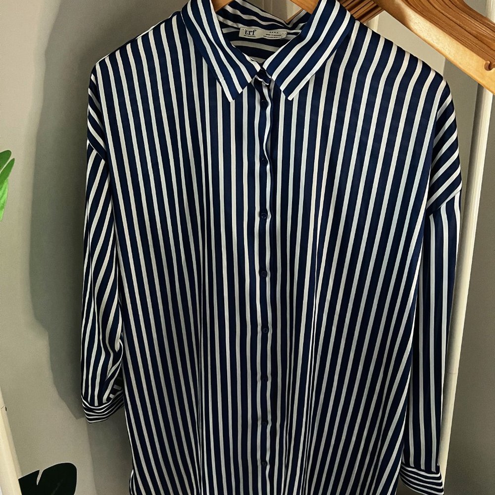 Zara Oversized Boyfriend Satin Pajama Shirt